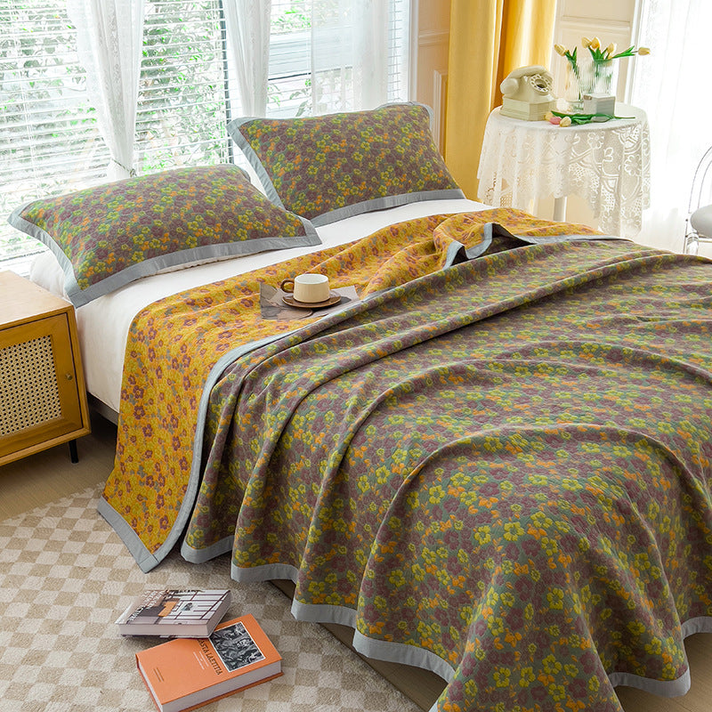 K-80 150x200±2cm Retro Printed Throw Blanket Cotton Towel Quilt with 2 Pillowcases K-80 150x200±2cm Retro Printed Throw Blanket Cotton Towel Quilt with 2 Pillowcases